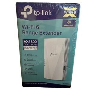 TP-Link Wi-Fi 6 Range Extender AX 1800 Dual Band 5GHz 1201 Mbps-2.4GHz 574 NIB